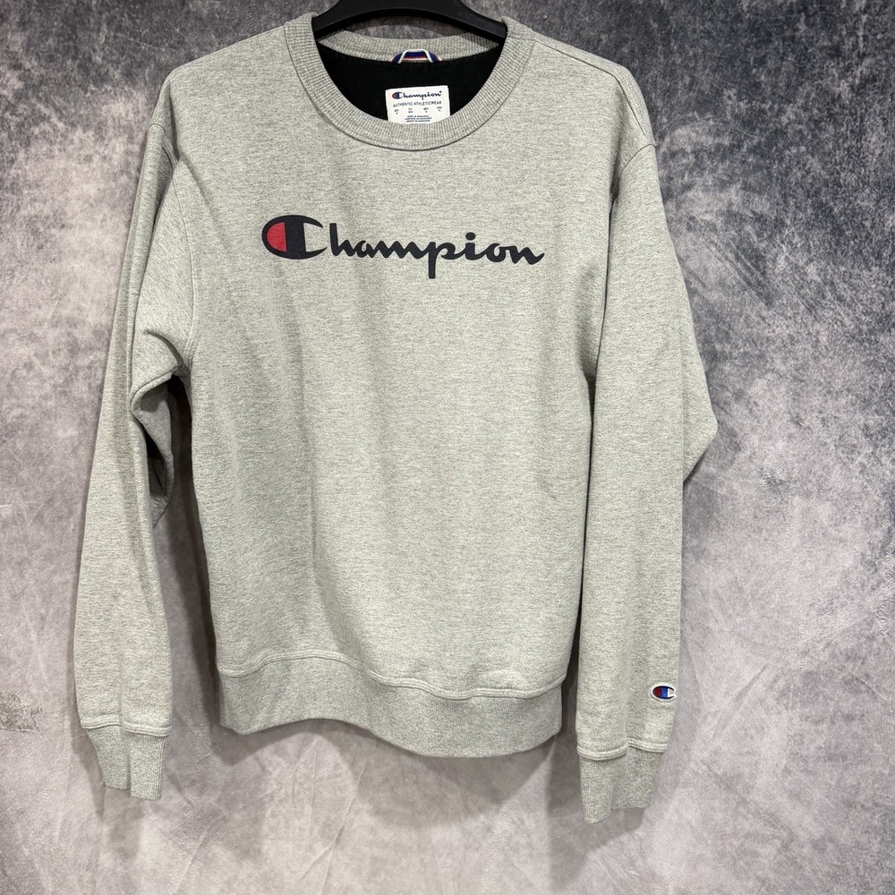 Champion Sweatshirt Mens M Gray Athleisure Workout Crewneck Fleece GF88H